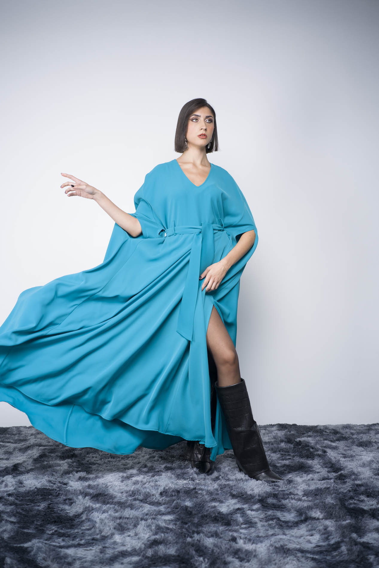 3. Abito Lungo Petrolio Chiaro Styling